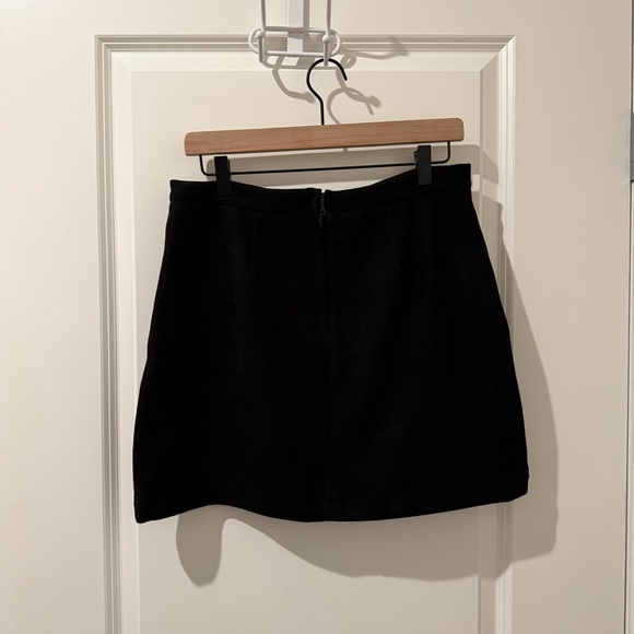 Black Suede Button Skirt - Picture 2 of 3